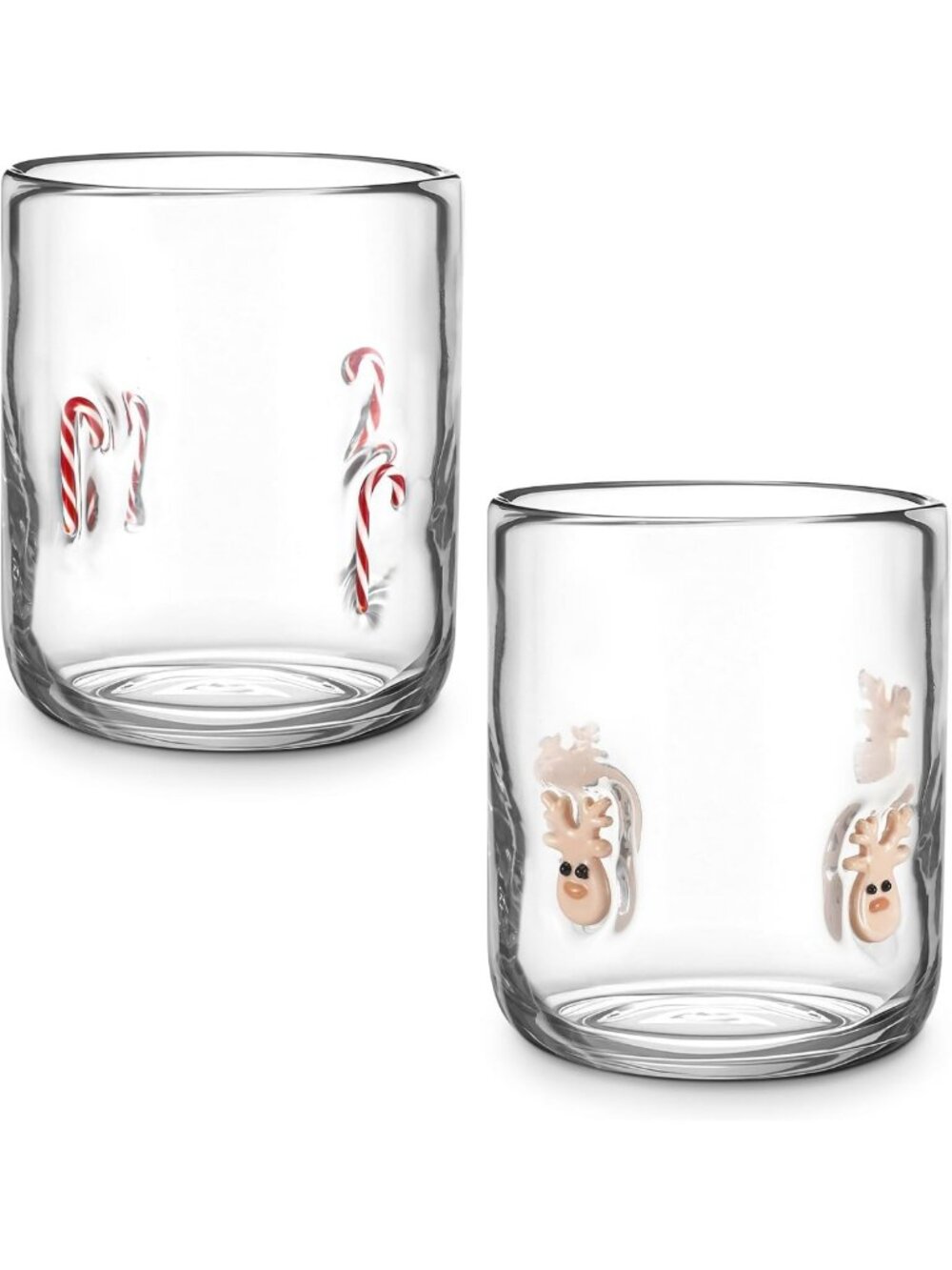 Set of 2 Iconic Christmas Glass Cups - Fun Holiday Drinkware for Festive Cheer